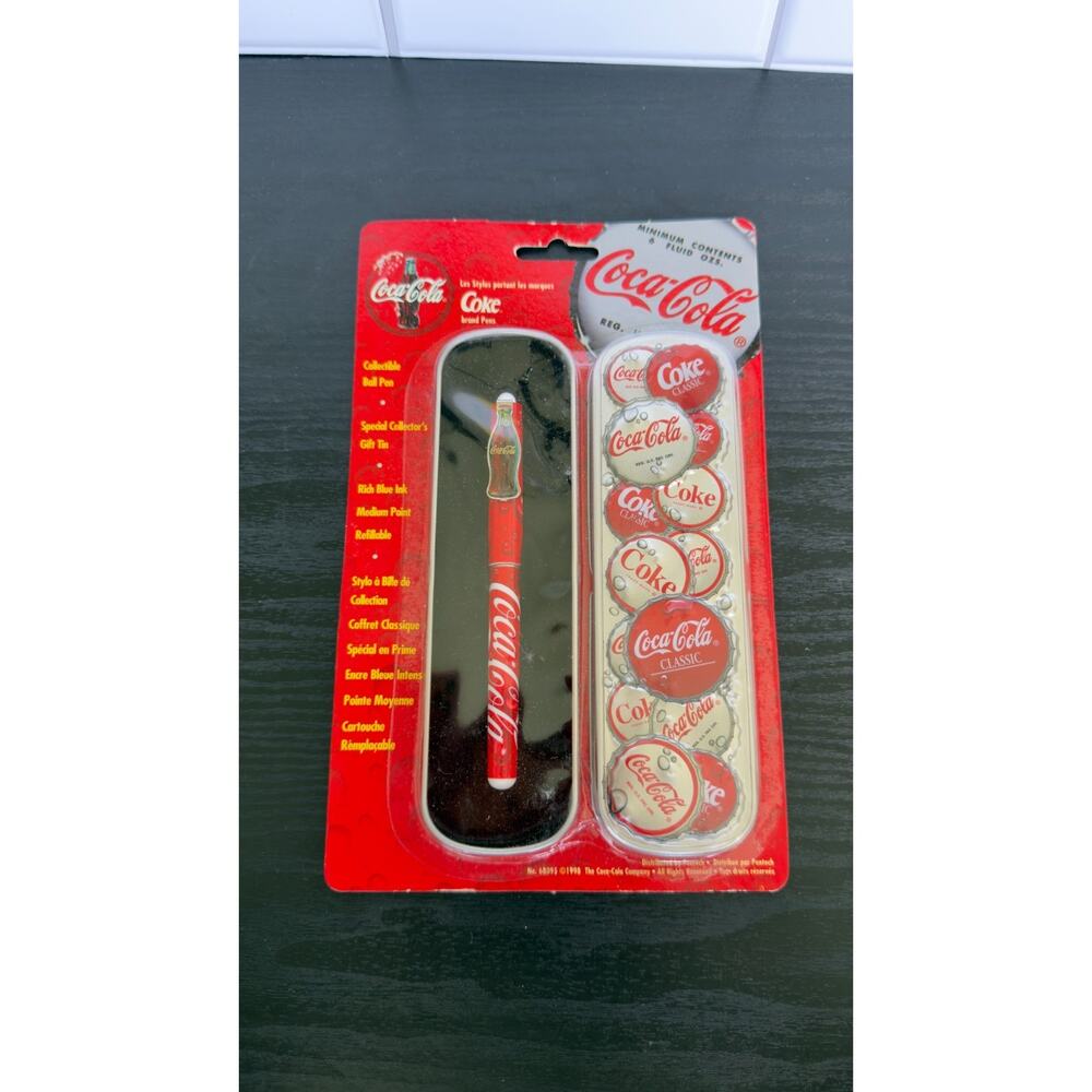 Coca-Cola Collectible Ceramic Roller Ball Pens with Bottle Cap Gift Tin
